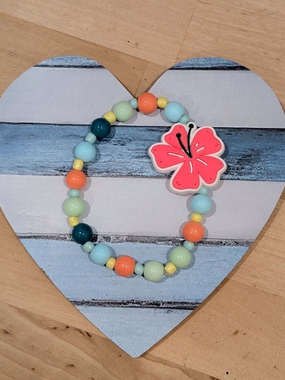 Hibiscus Beaded Stretch Bracelet - Multicolor
